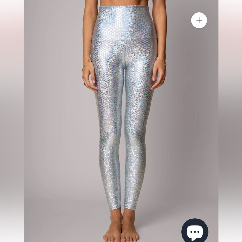 Emily Hsu Designs Silver Holographic High-Waist Leggings - Picture 2 of 12